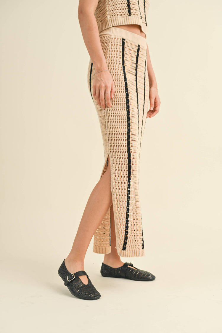 Striped Crochet Knitted Long skirt