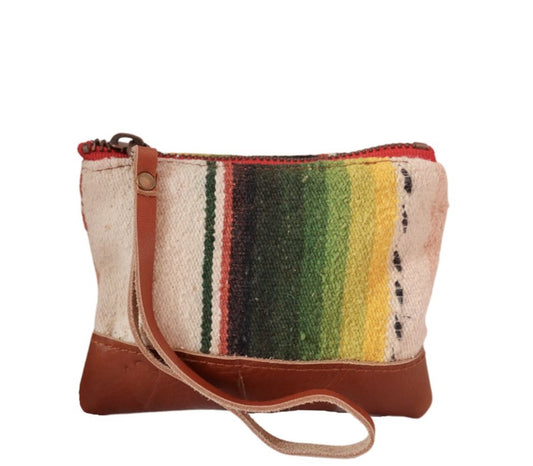 Serape Coin Pouch in Brown Leather