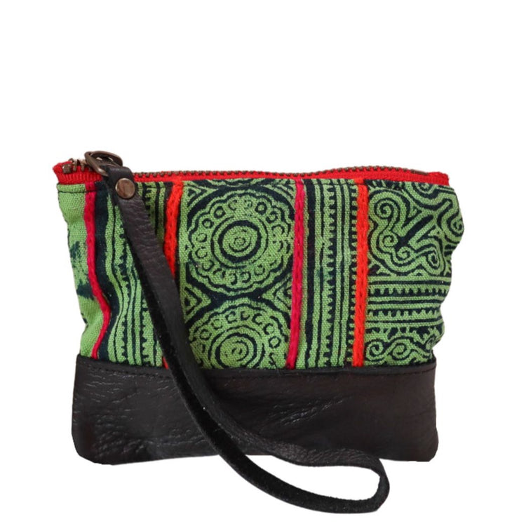 Patong Green Coin Pouch in Brown Leather