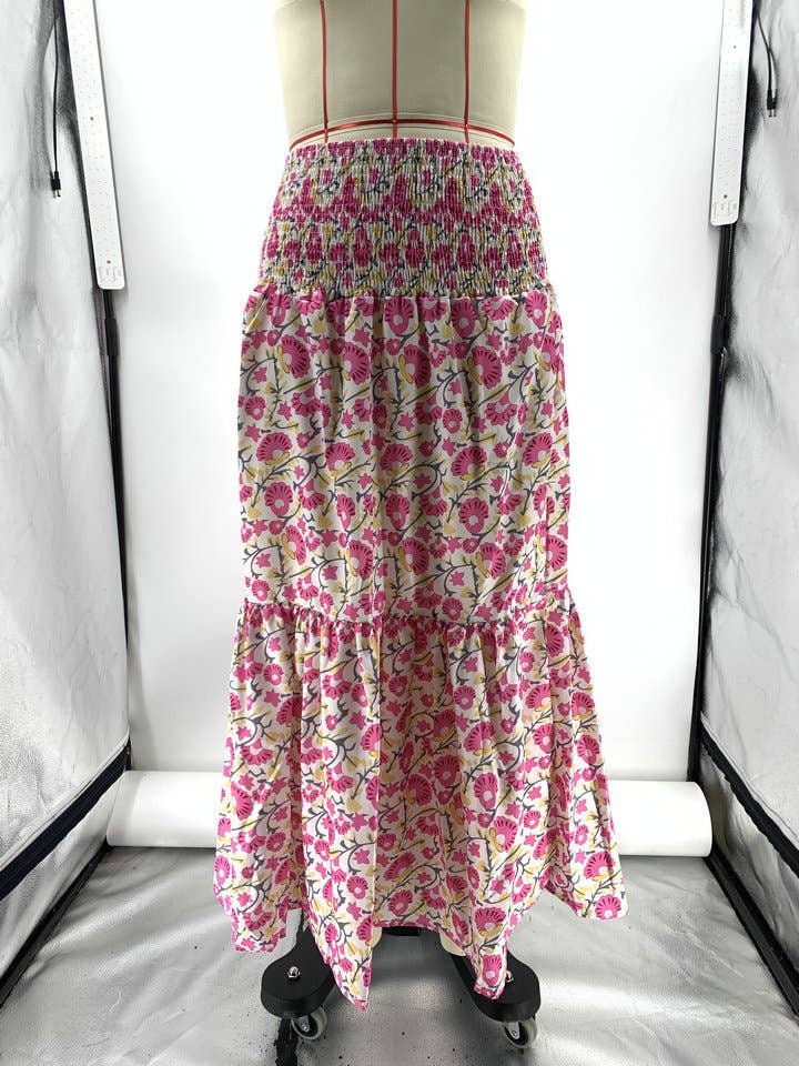 Printed Elastic Waistband Waist Swing Resort Skirt