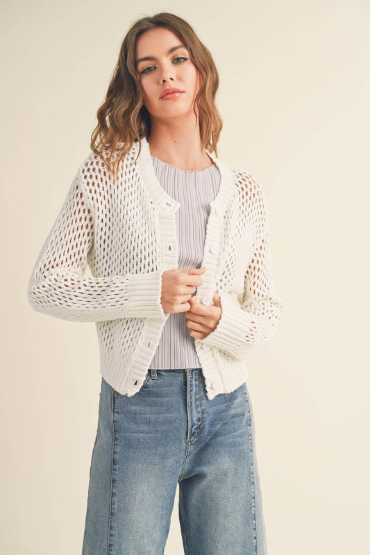 Crochet Knitted Button down Cardigan