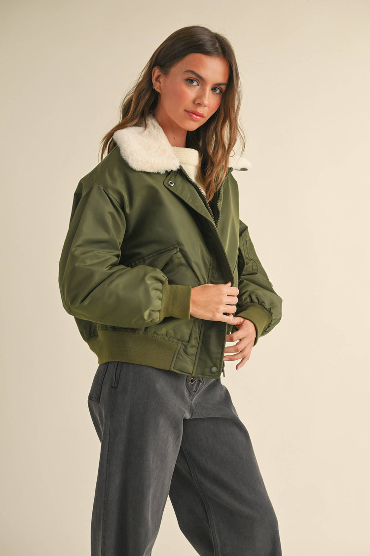 Fur Collared Bomber Jacket