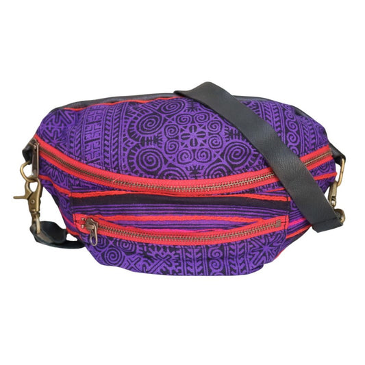 Fanny Pack-Purple Patong in Black Leather