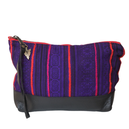 Patong Purple Moon Pouch in Black Leather