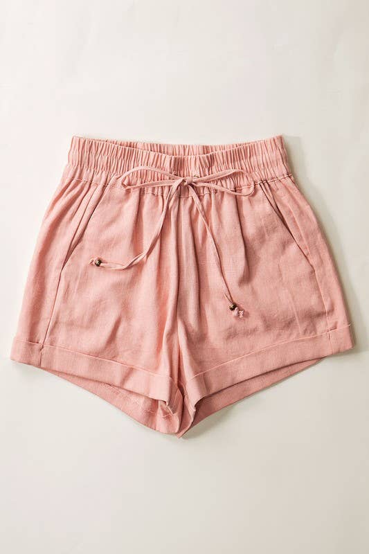 Linen Type Waistband Shorts - String Tie