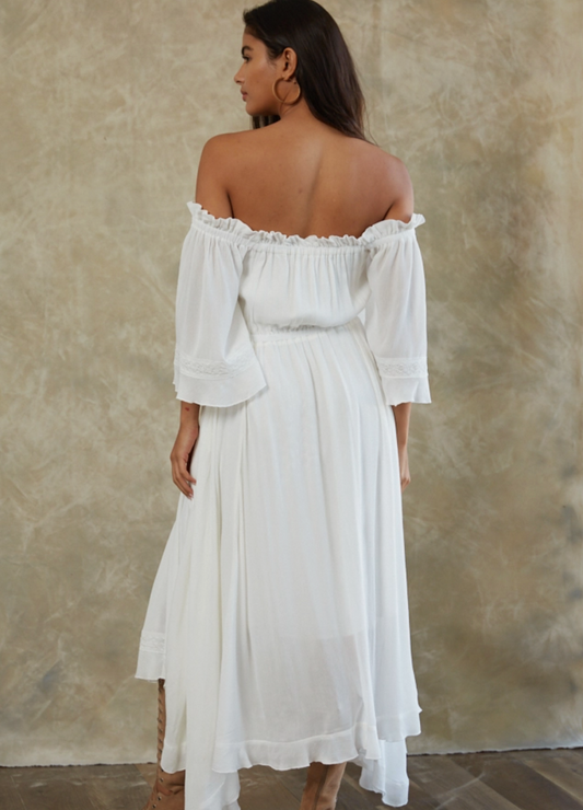 By Together- Three Quarter Sleeve Ruffle Maxi