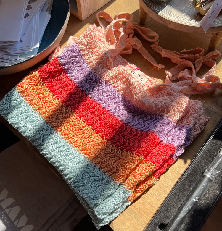 Pol Clothing- Crochet Crop Tie Top
