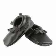 Baby Moccasins Black Leather