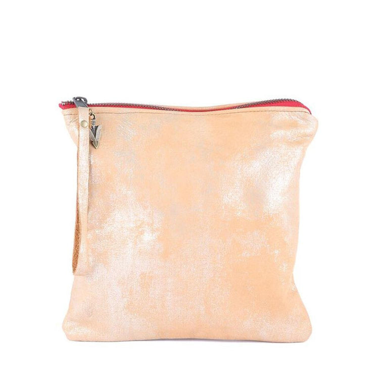 All Leather Clutch in Gold Leather