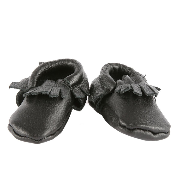 Baby Moccasins Black Leather