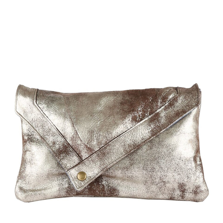 Envelope Clutch in Silver Shimmer Leather
